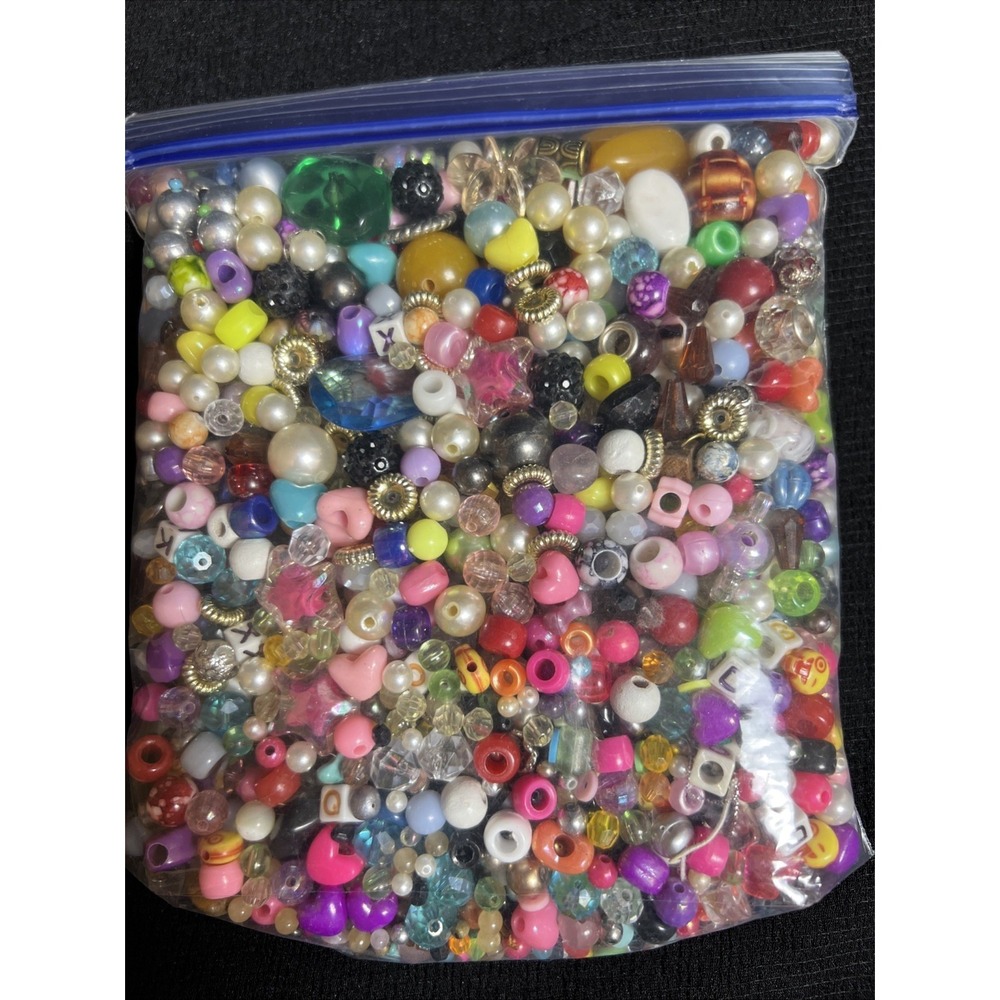 Mixed Bead Lot 2 Lbs Jewelry Craft Making Craft Supplies Acrylic Glass Pearls - Picture 2 of 12